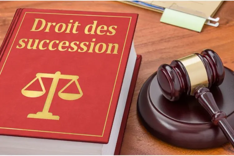 Manuel des droits de succession, près d'un maillet en boit