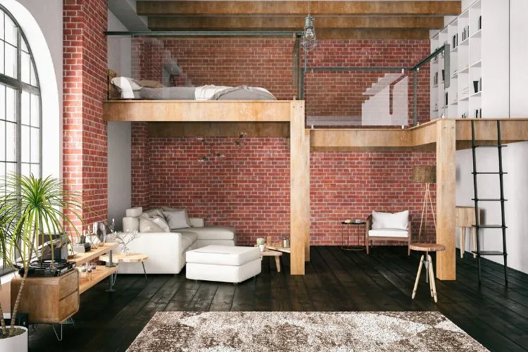 Une mezzanine en forme de chambres