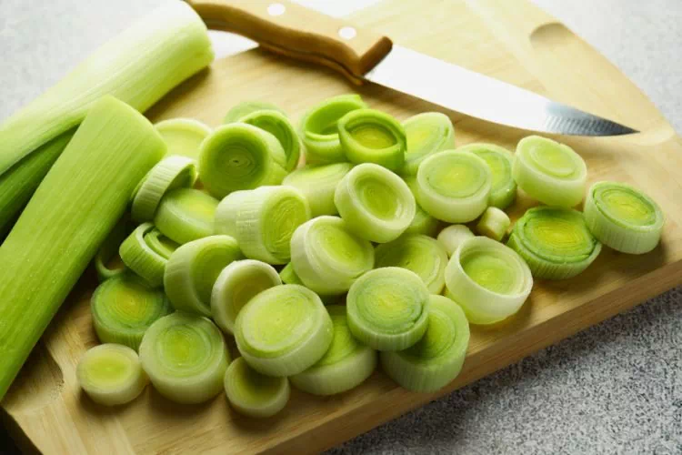 Poireau découpé